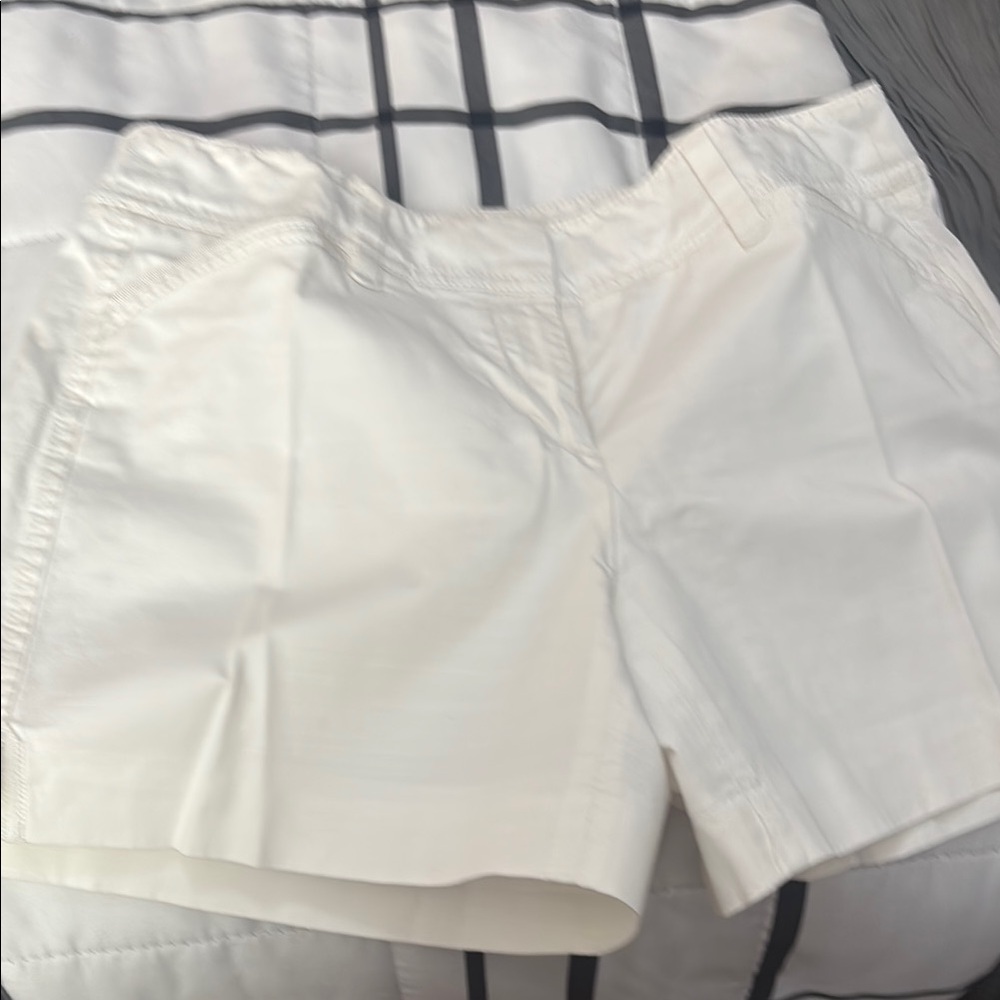 White Bermuda Shorts with Flat Front Design